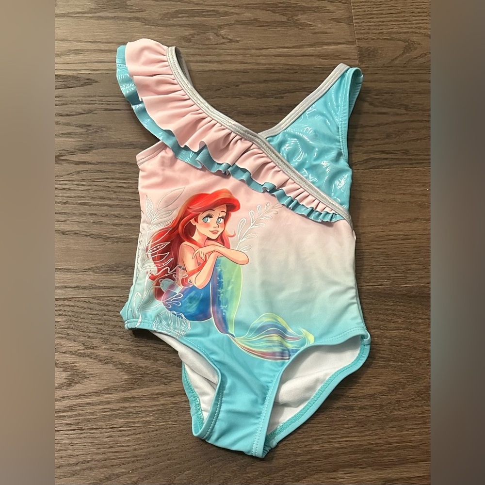 Disney Ariel Little Mermaid One Piece Swimsuit Girls Size 3 UPF 50+ NWT